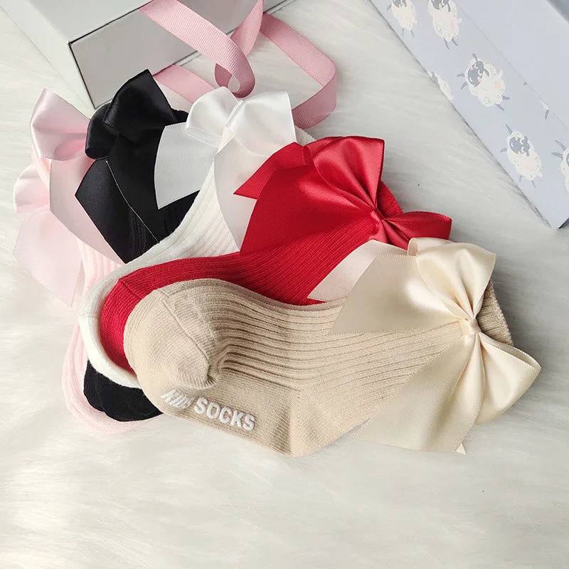 Baby Girls Socks With Bows Toddlers Short Sock Soft Cotton Non-slip Newborn Birthday Gift Infant Princess Socken For 0-3 Years