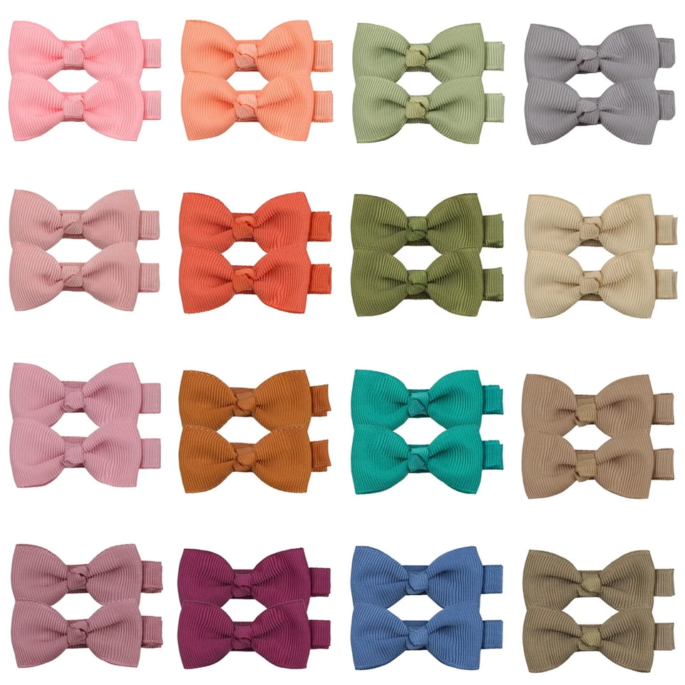 10pcs/lot Solid Grosgrain Ribbon Bows Kids Hair Clips Baby Bowknot Hairpins Girls Barrettes Women Hair Accessories Gift Sets