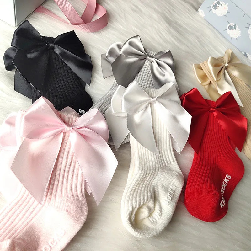 Baby Girls Socks With Bows Toddlers Short Sock Soft Cotton Non-slip Newborn Birthday Gift Infant Princess Socken For 0-3 Years
