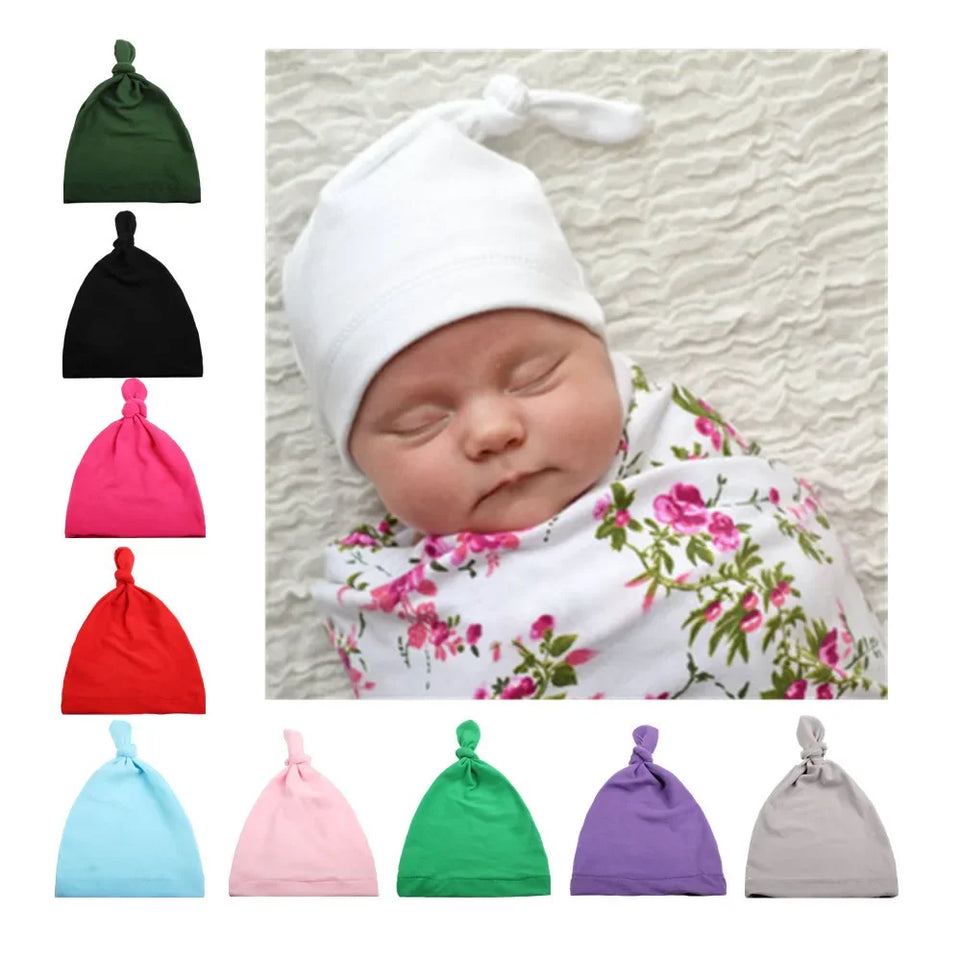 1PCS Handmade Knot Infant Hats Soft Skin-friendly Baby Girls Caps Fashion Newborn Headwear Clothing Decoration Mom Kids Gifts