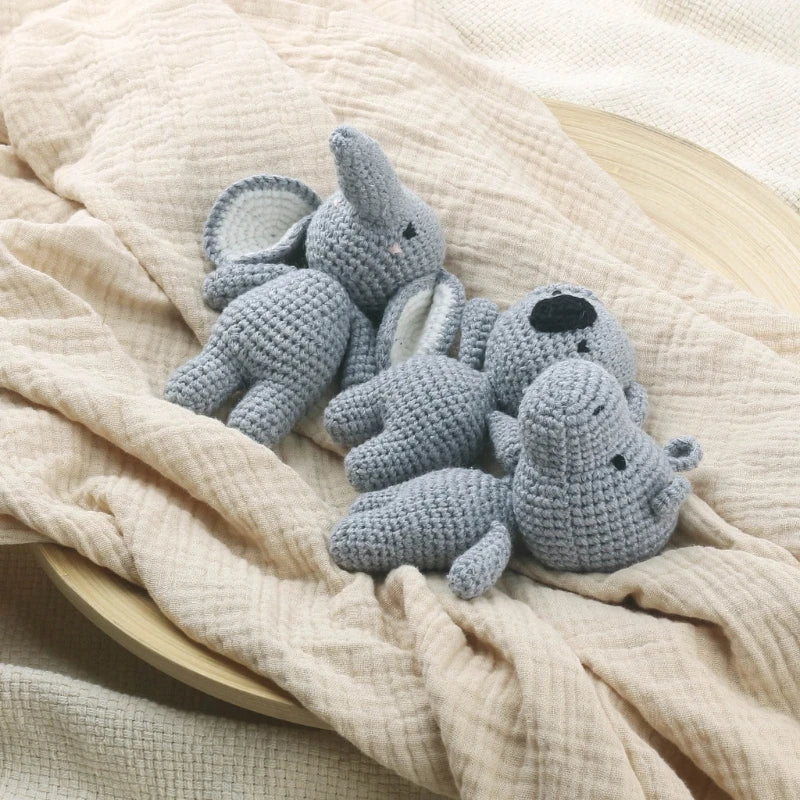 Handmade Rabbit Monkey Crochet Wool  Animal Stuffed Plush Toy Baby Soothing Baby Sleeping Plush Toy Gifts for Kids Birthday