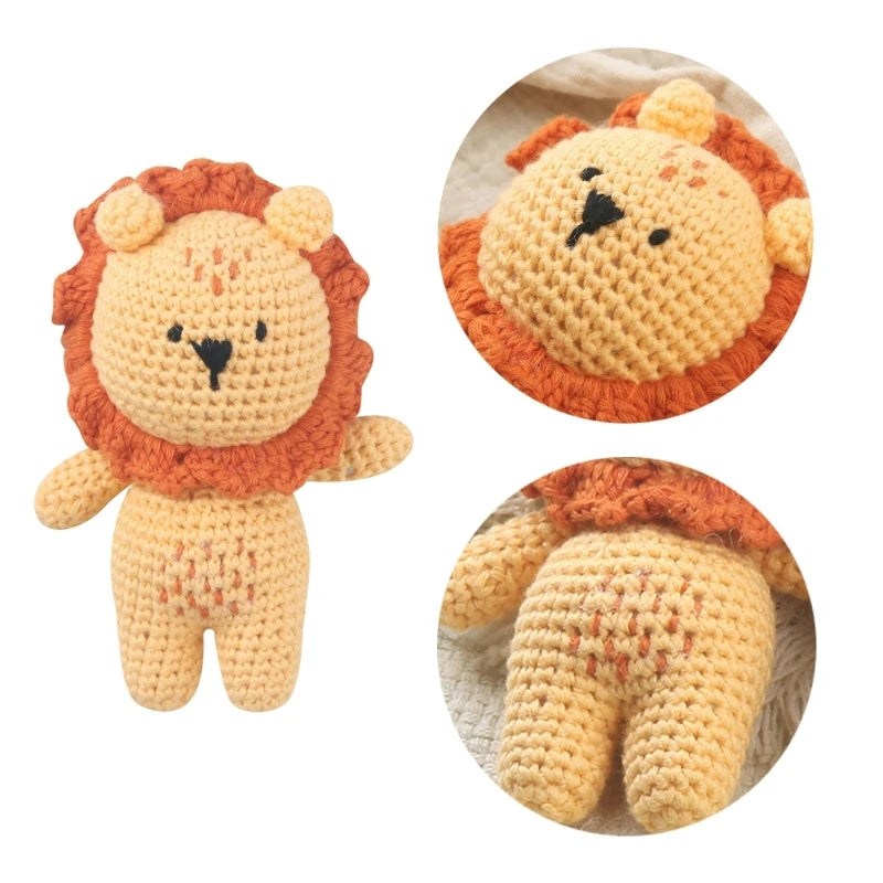 Handmade Rabbit Monkey Crochet Wool  Animal Stuffed Plush Toy Baby Soothing Baby Sleeping Plush Toy Gifts for Kids Birthday